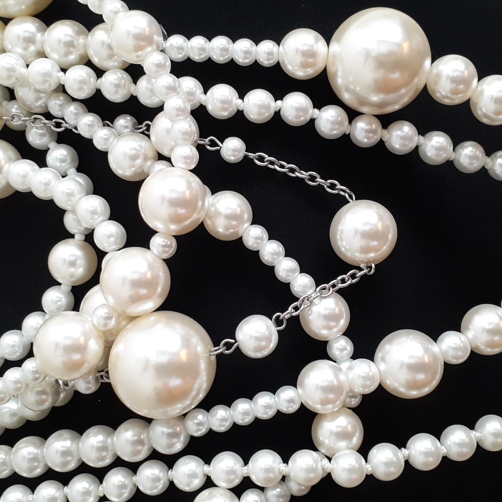 Pearl Necklace Statement Layers Multi-Strand High… - image 6